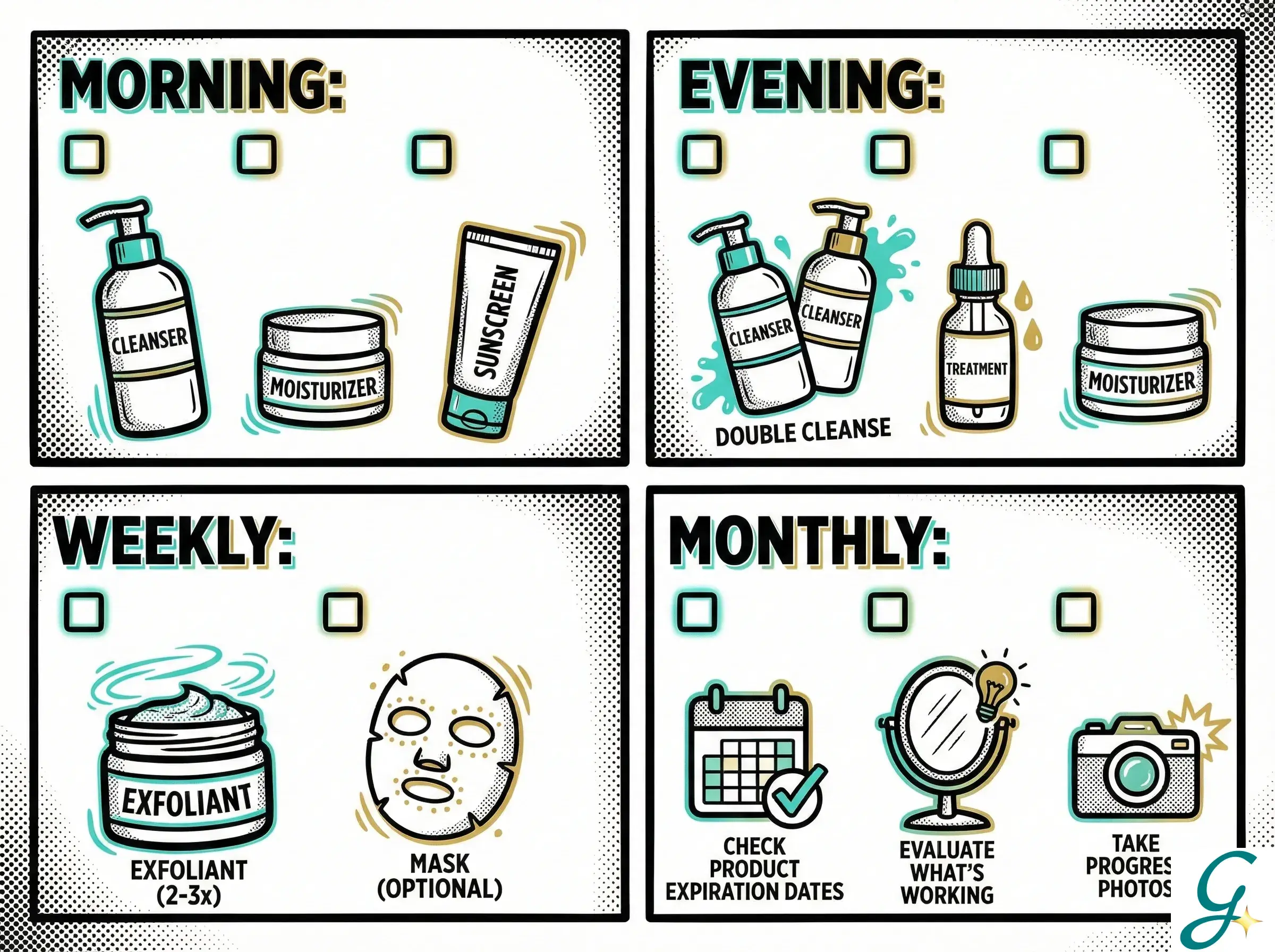 Printable skincare checklist graphic