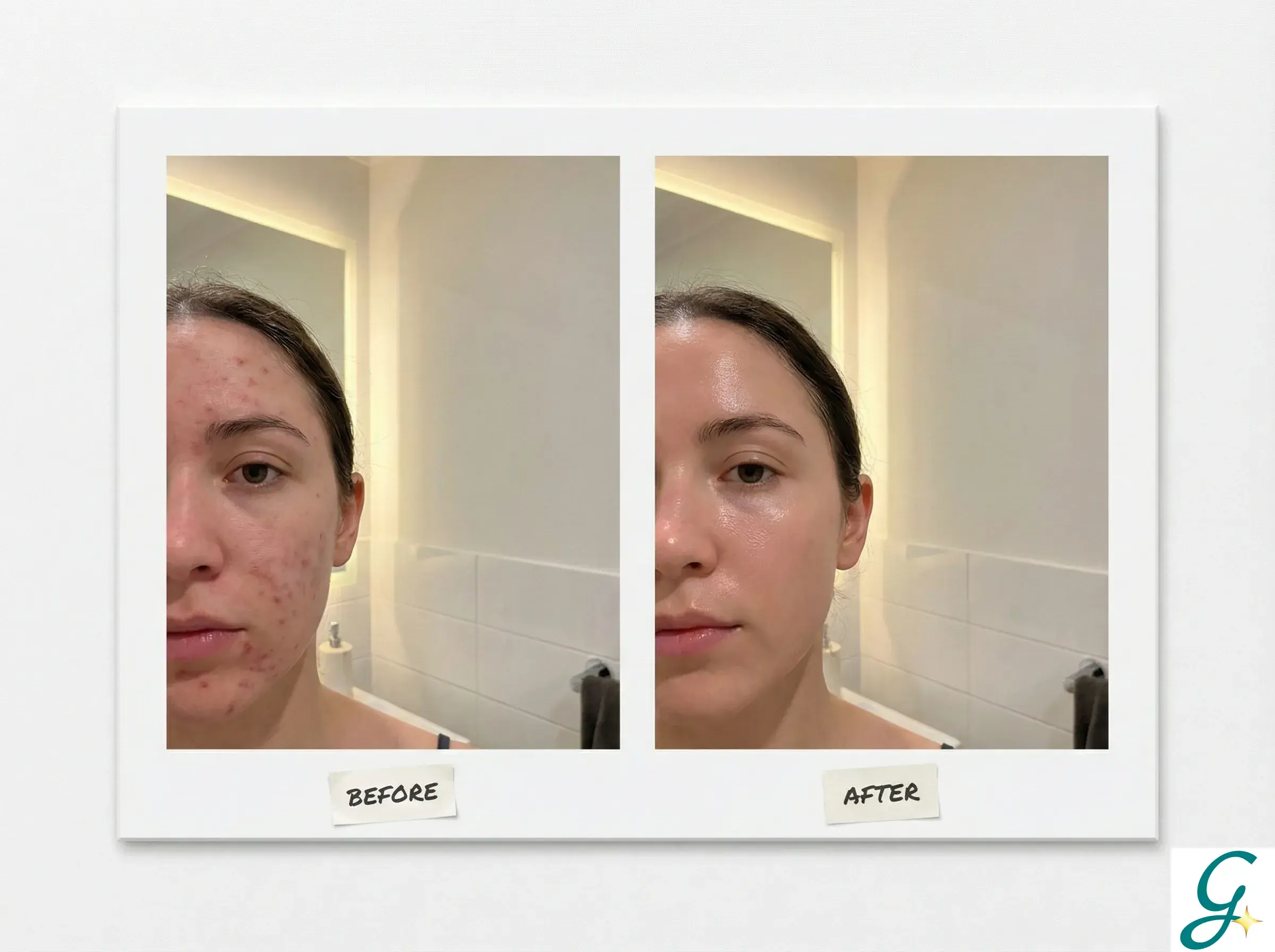 Before/after progress photos taken with consistent lighting and angle