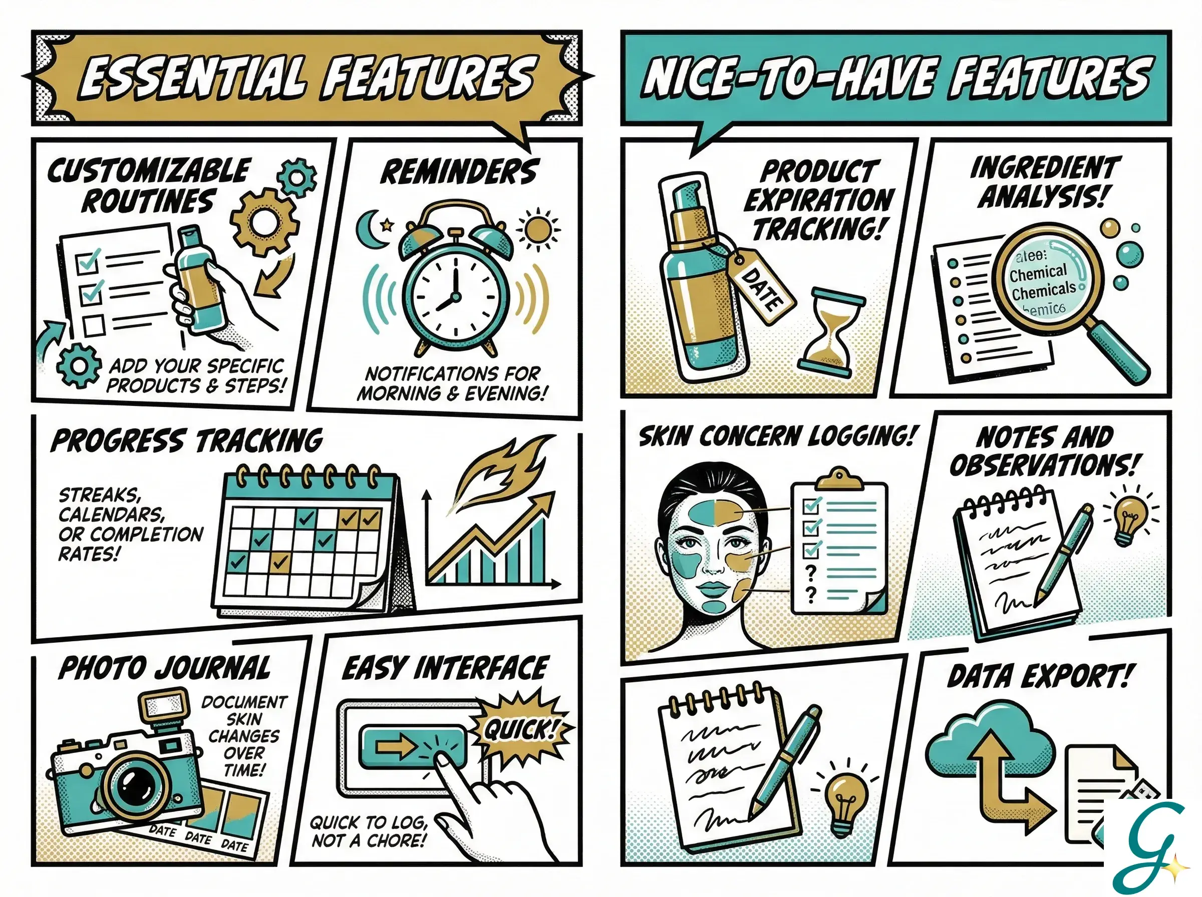 App feature comparison showing different tracking interfaces