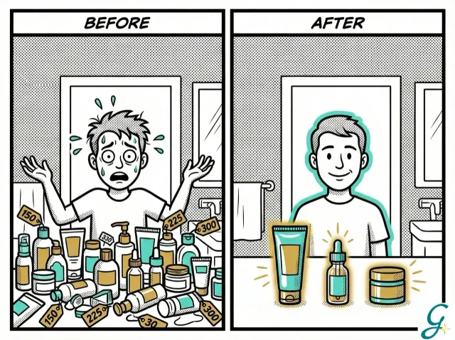 Welcoming image of simple skincare products arranged for beginners, clean and approachable