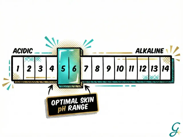pH scale showing optimal skin pH range