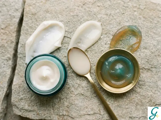 Product texture comparison showing cream, lotion, and ointment consistencies