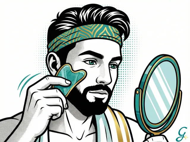 Demonstration of gua sha facial massage technique