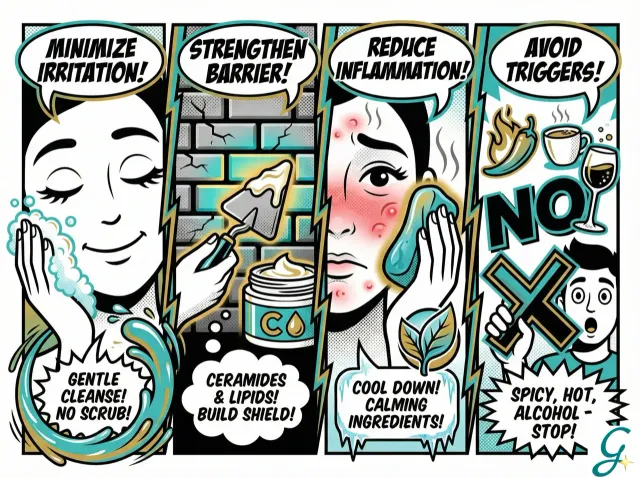 Infographic showing the gentle approach to rosacea skincare