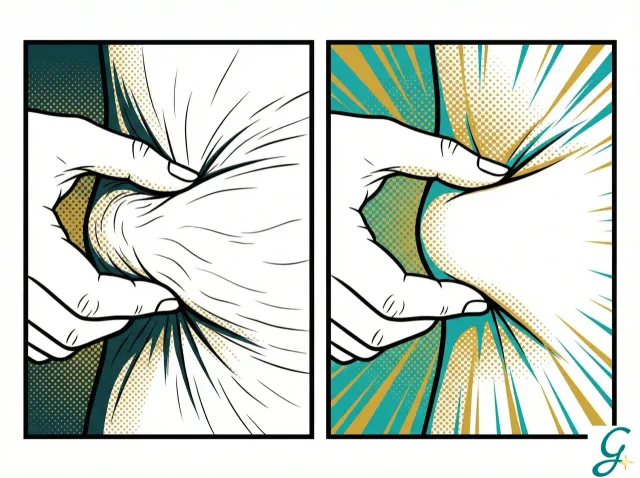 Before/after showing skin elasticity improvement from collagen supplementation