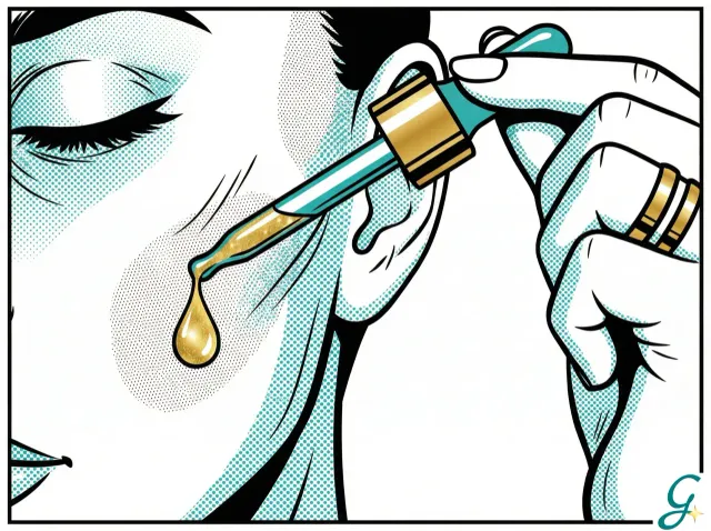 Close-up of serum being applied to face with dropper